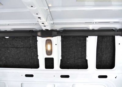 AutoPly insulated wall cavities installed inside Mercedes-Benz Sprinter 170 cargo van conversion