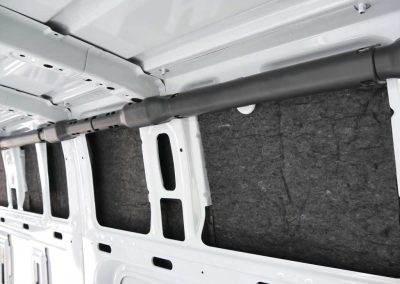 AutoPly insulation kit floor installation in Mercedes-Benz Sprinter 170 cargo van showing precision-cut sound deadening panels